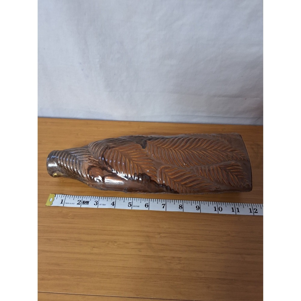 Vintage Style Brown Botanical Set Including Fern Vase & Hammered Metal Leaf Tray - Picture 3 of 10